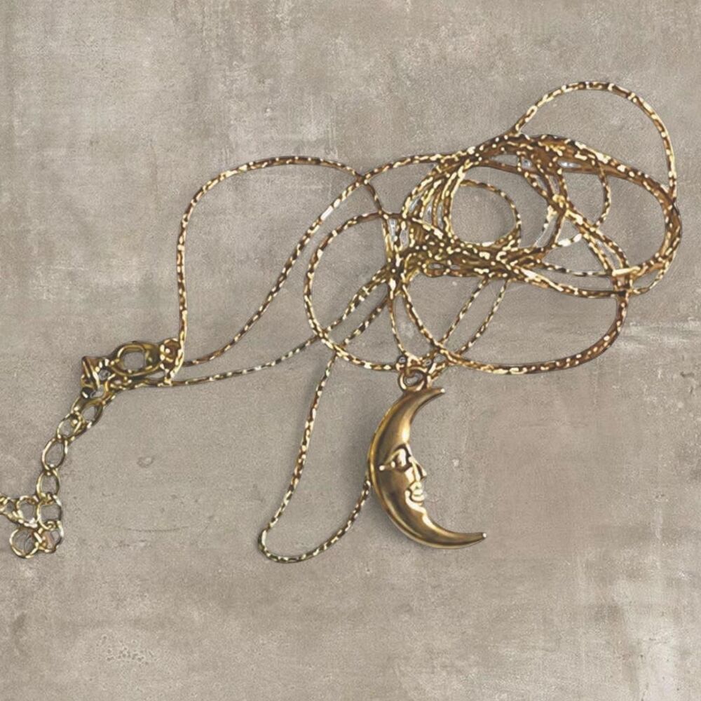whimsical dainty 18k gold-plated stainless steel crescent moon necklace